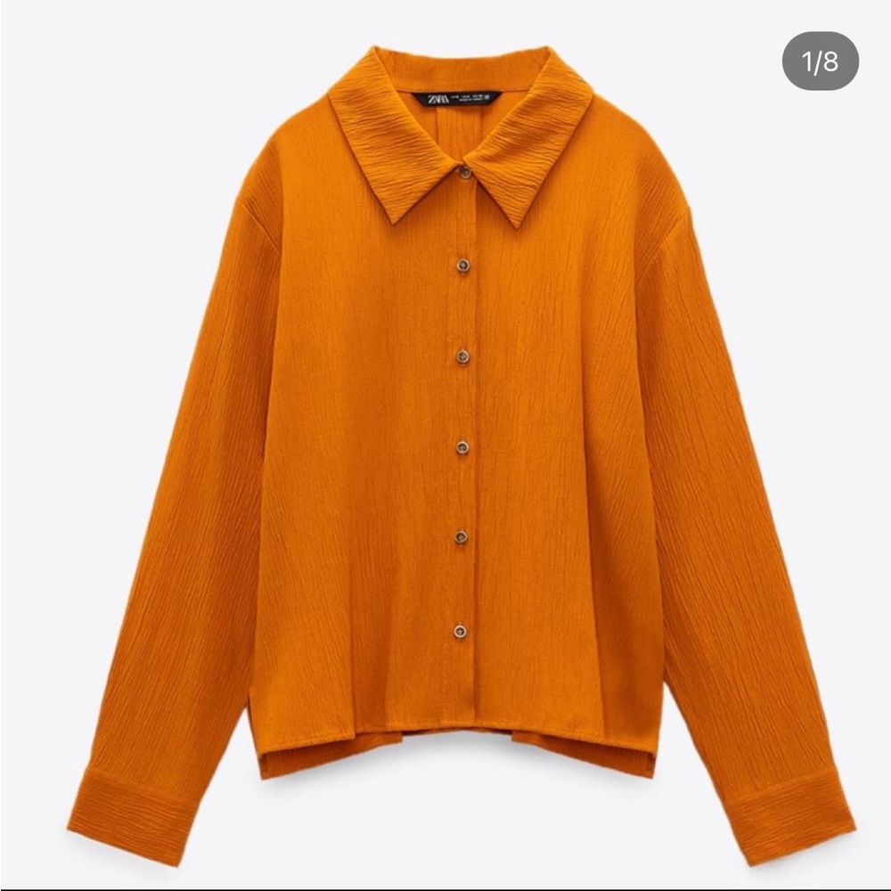 ZARA - Creased effect shirt in orange